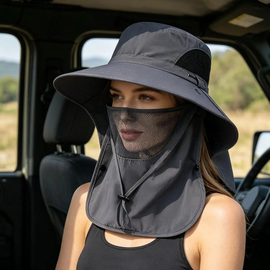 UV Sun Hat with Neck Flap – Unisex Fishing & Hiking Cap