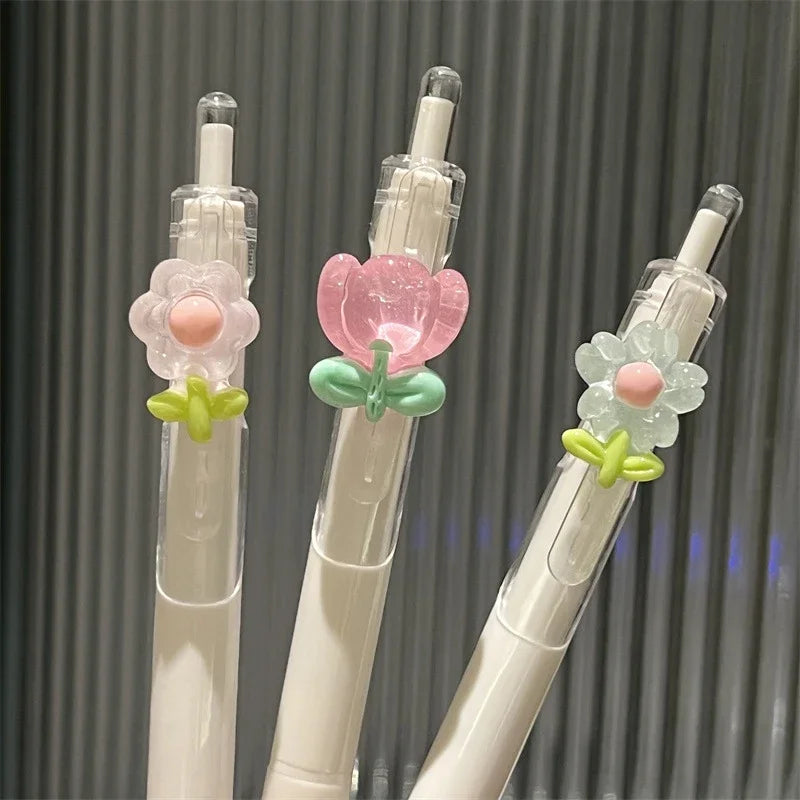 Kawaii Tulip Gel Pen – Smooth 0.5mm Quick-Dry Aesthetic Pen