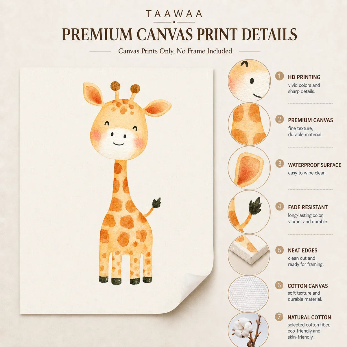 Cute Baby Animal Canvas Prints | Kids Nursery Wall Art Posters