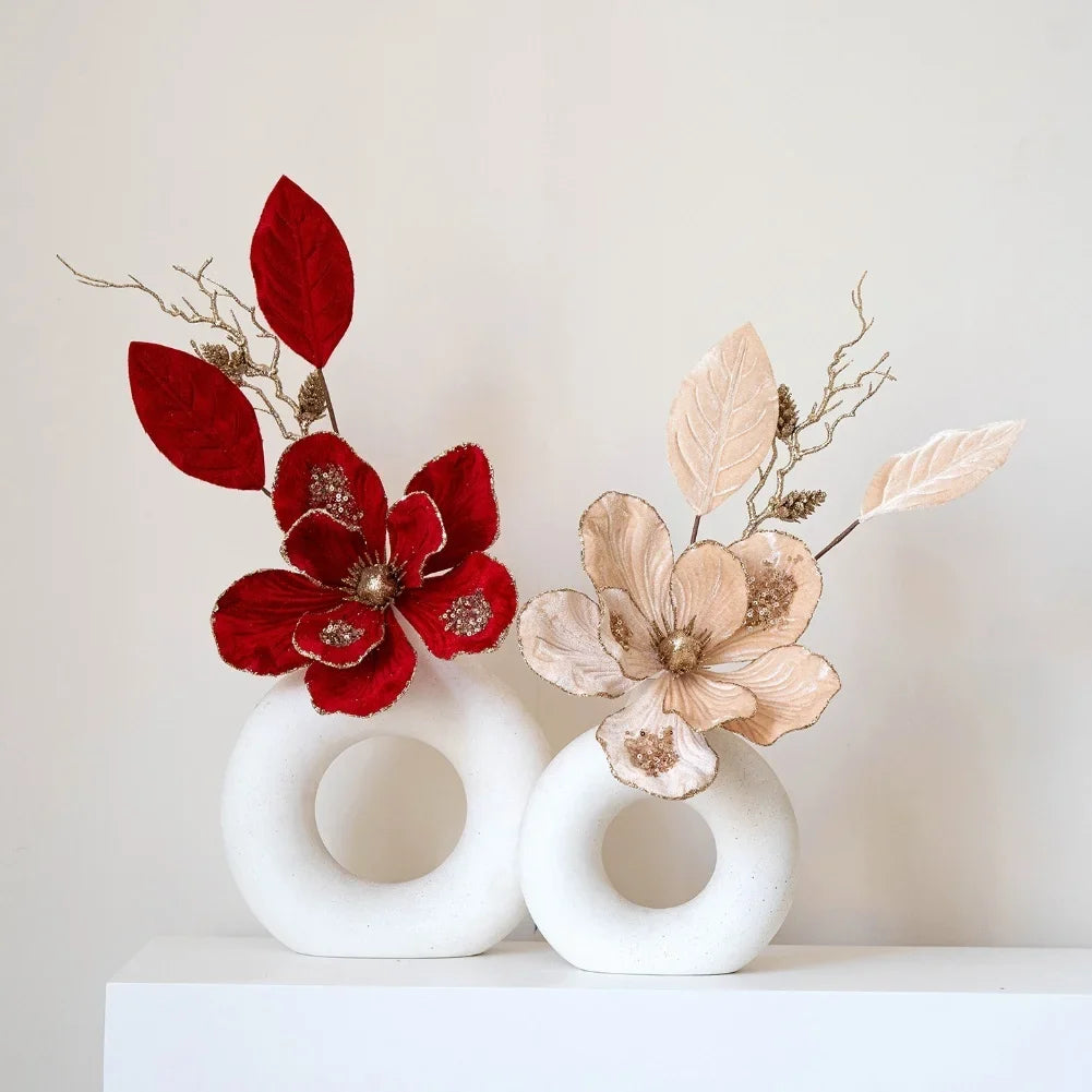 Simulation Christmas Flower Centrepiece | Sequin Faux Holiday Bloom