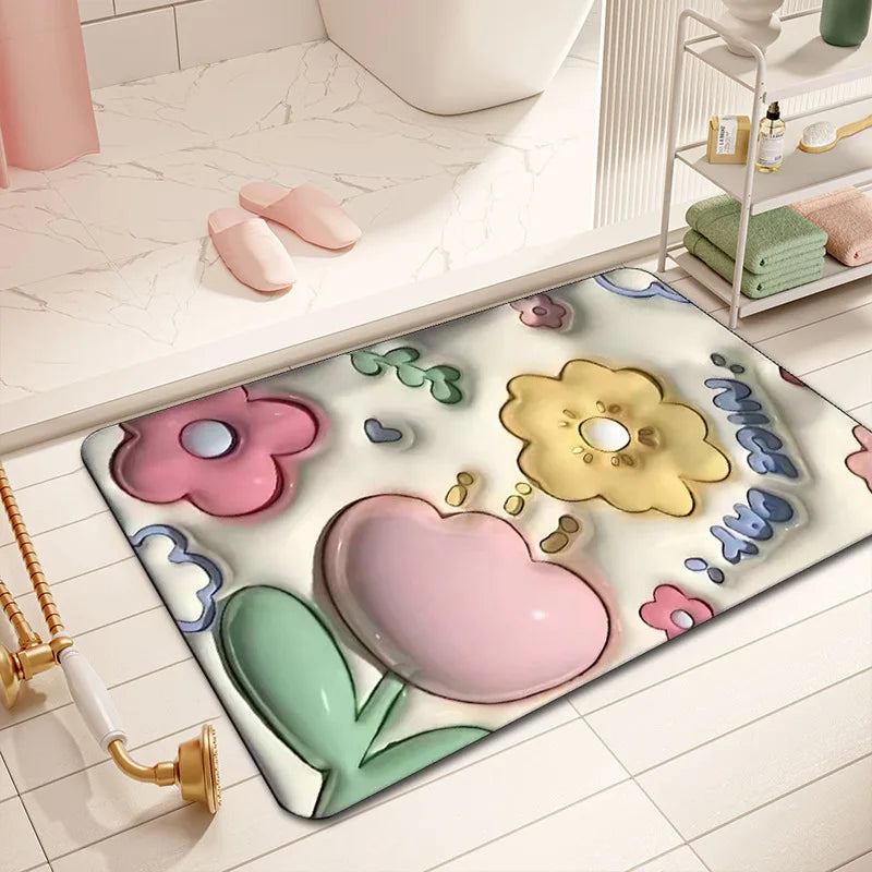 3D Visual Bath Mat Non-slip Absorption Water Rug Bathroom Creative