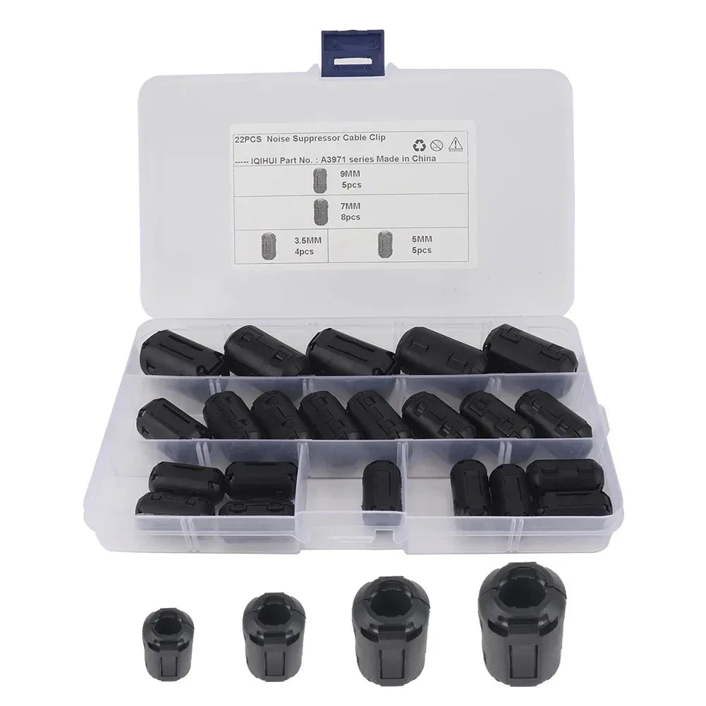 22-Piece Clip-On Ferrite Core EMI RFI Noise Suppressor Clips