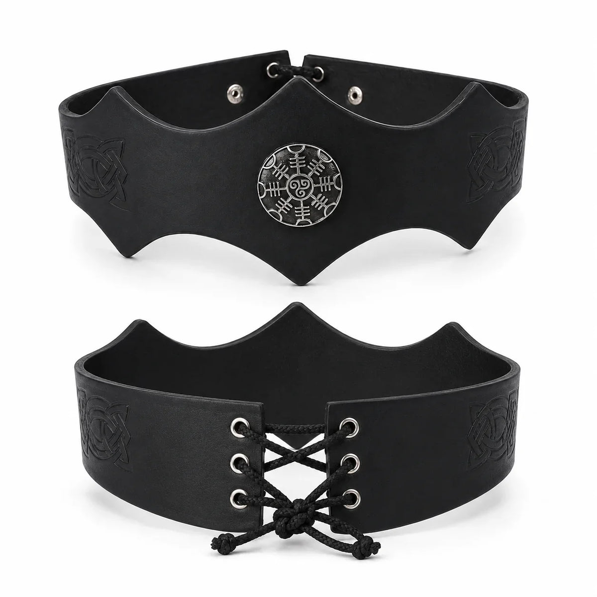 Viking Leather Headband Medieval Warrior Cosplay Belt Metal Rune