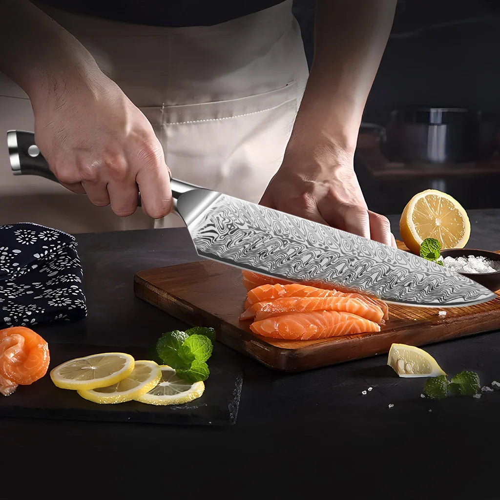8-Inch Chef's Knife – Laser-Pattern Stainless Steel Blade