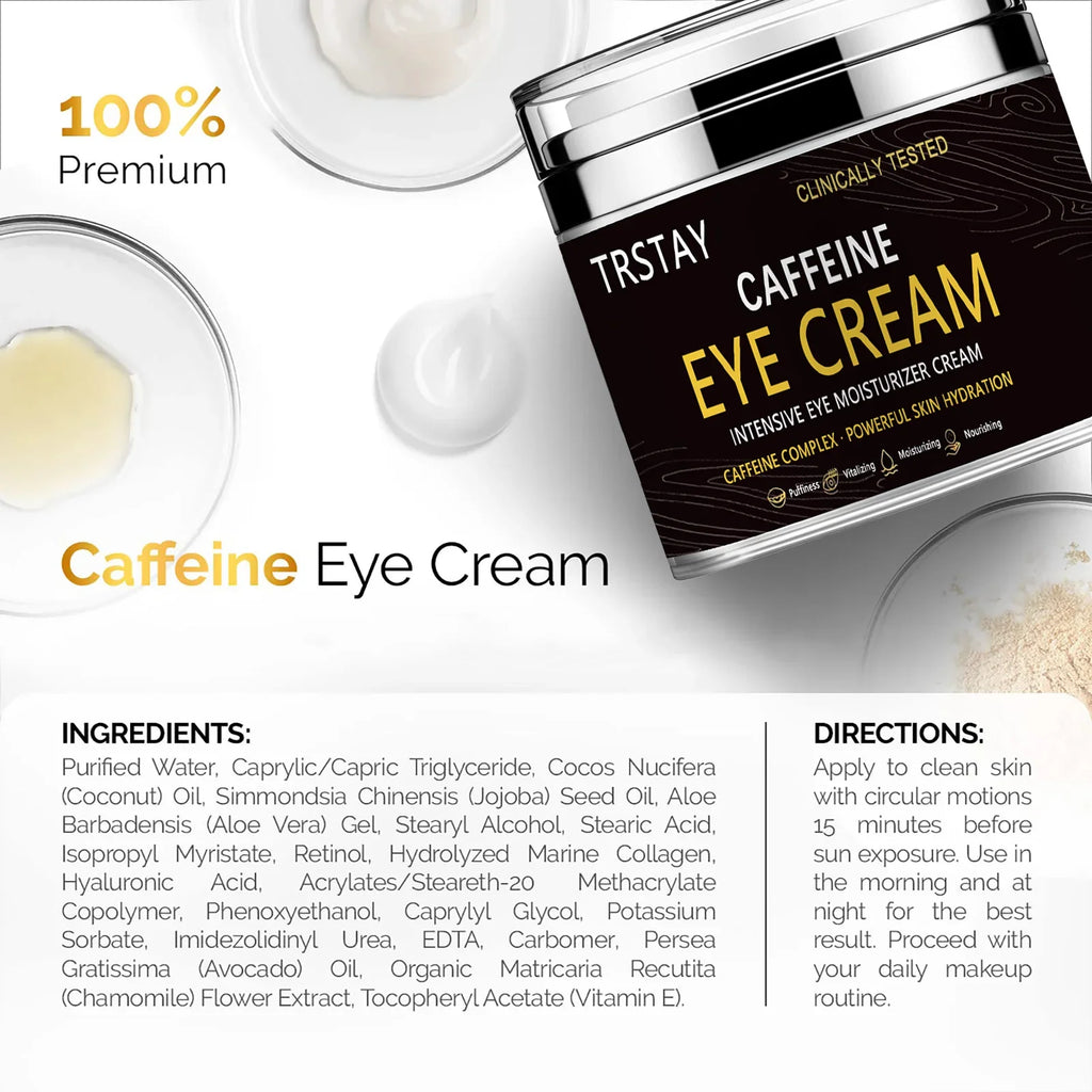 Caffeine Eye Cream Anti Aging Dark Circles Bags Puffiness Great Under