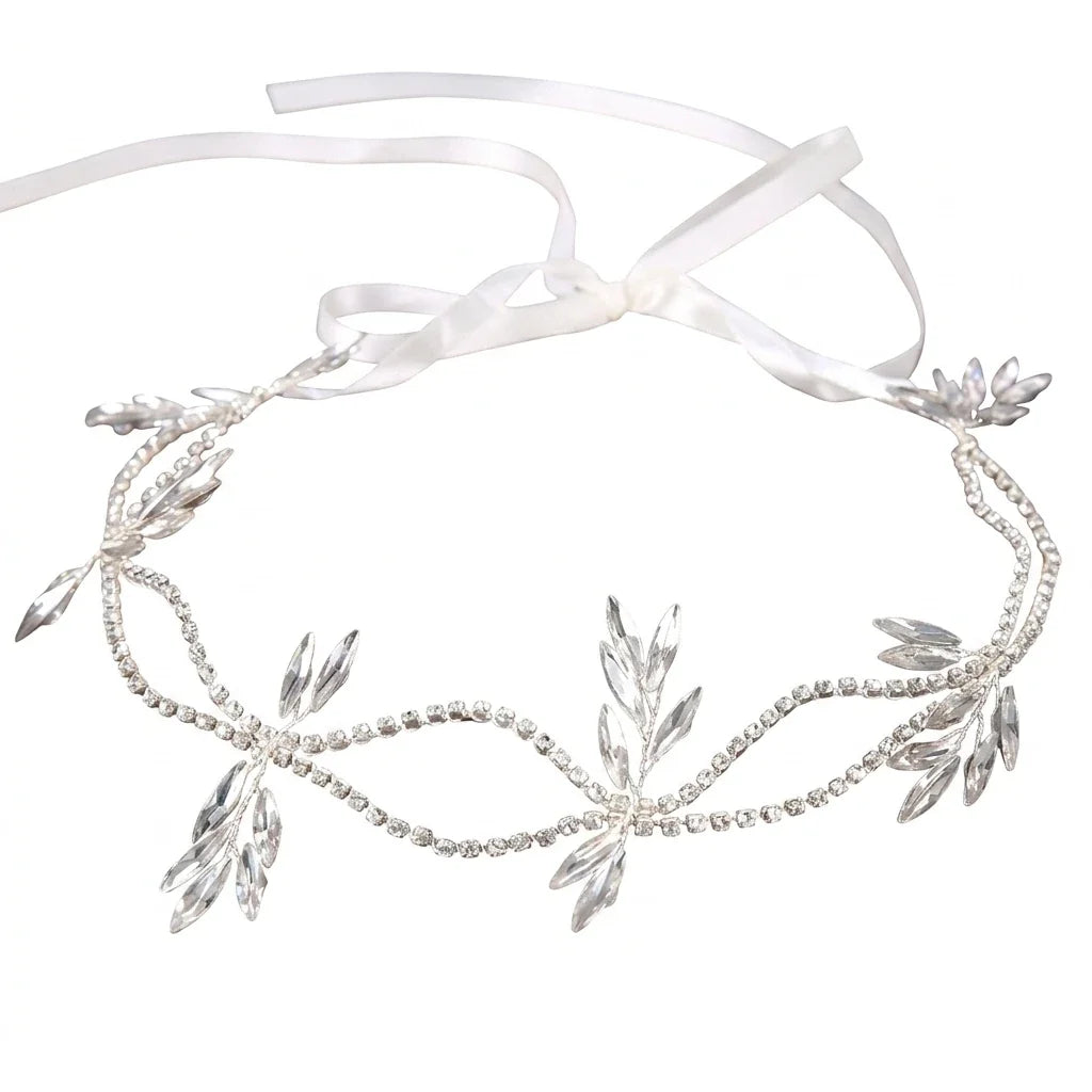Bridal Rhinestone Hair Band – Elegant White Wedding Headpiece