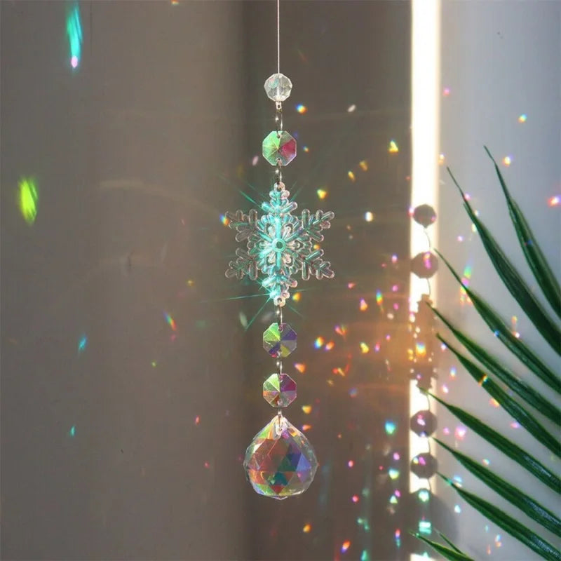 Creative Christmas Colorful Snowflake Pendant Acrylic Glass Rainbow