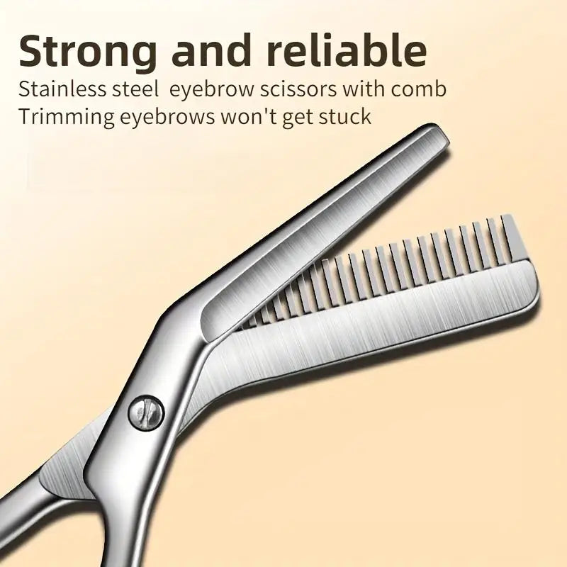 Stainless Steel Eyebrow Scissors with Comb – Precision Grooming