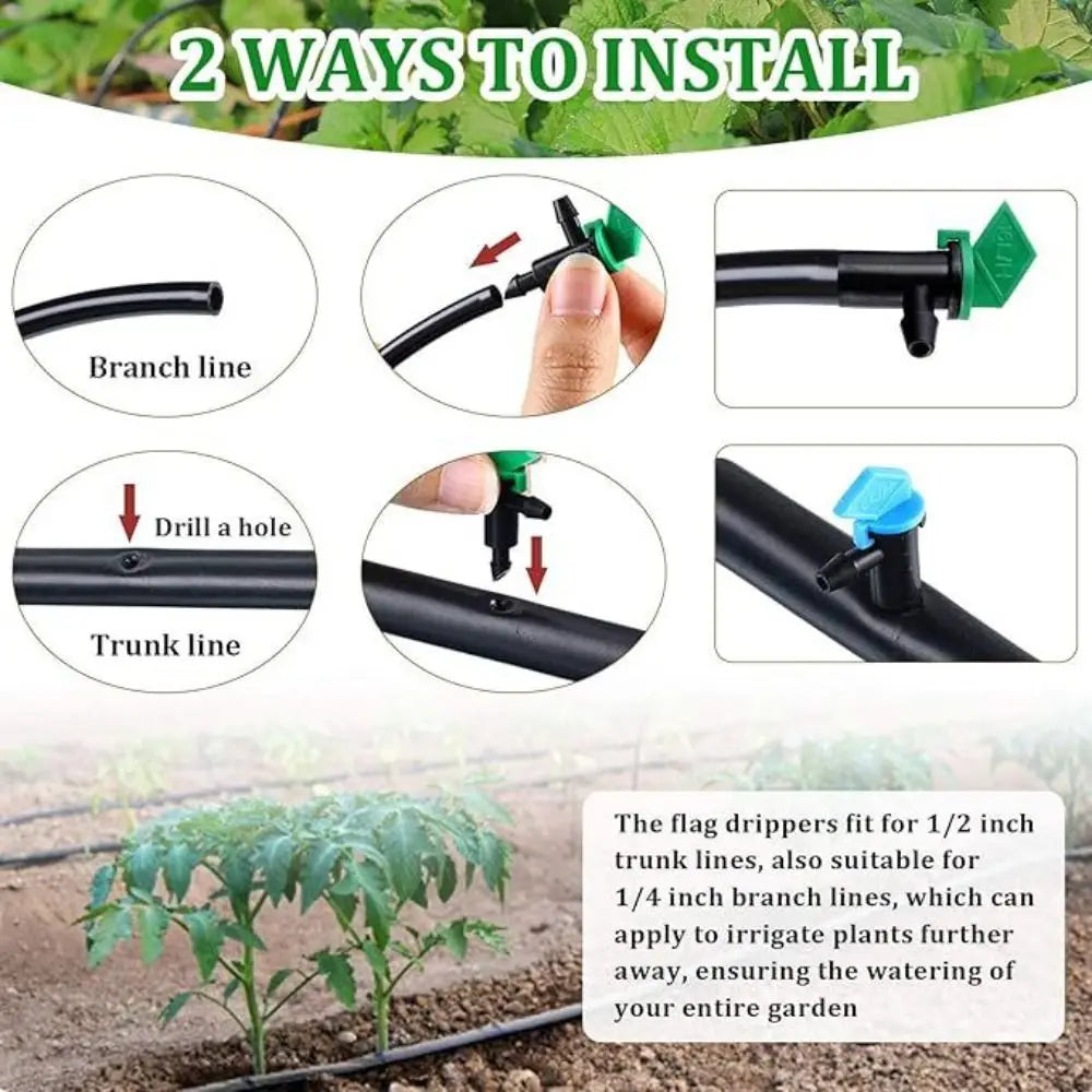 50pcs Adjustable Drip Emitters 4/8/16L/H | Garden Irrigation