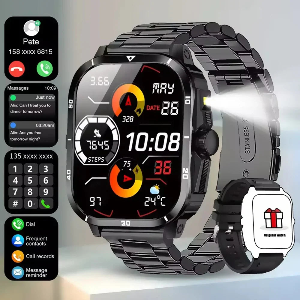 Military Smartwatch 2.01" HD Bluetooth Call Waterproof | Men