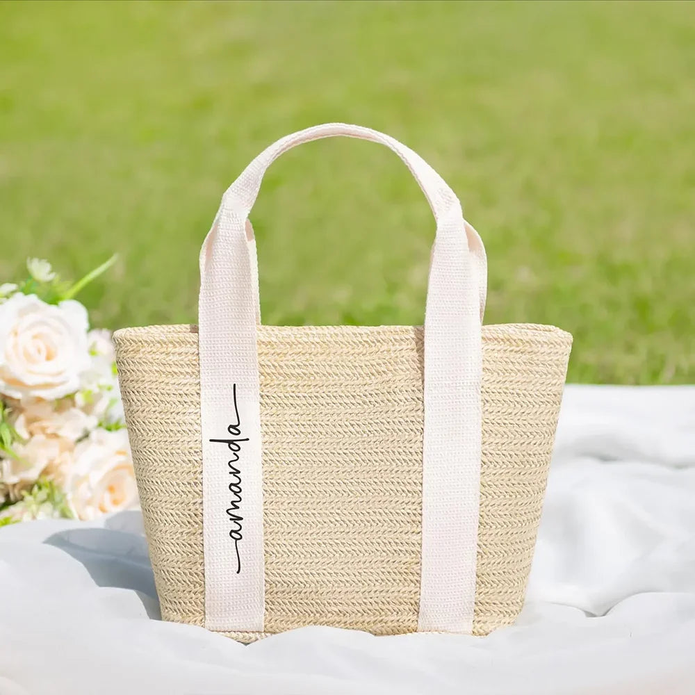 Custom Burlap Tote Bag | Bridesmaid & Bachelorette Beach Gift
