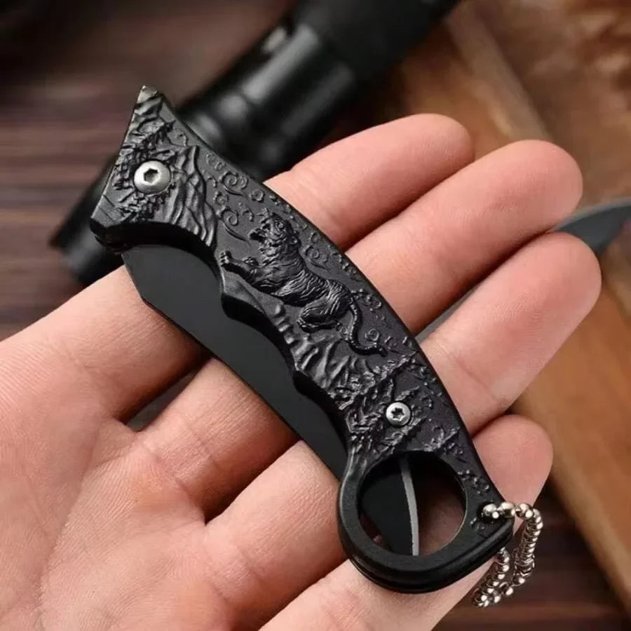 Folding Pocket Knife Tiger Handle – EDC Camping & Hiking Blade
