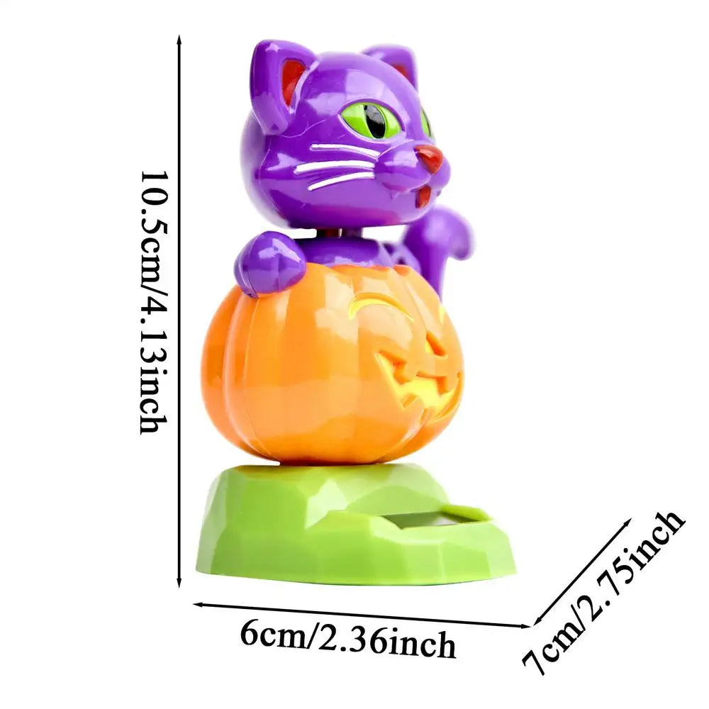 Solar Dancing Dolls Powered Shaking Head Pumpkin Cat Car Ornament