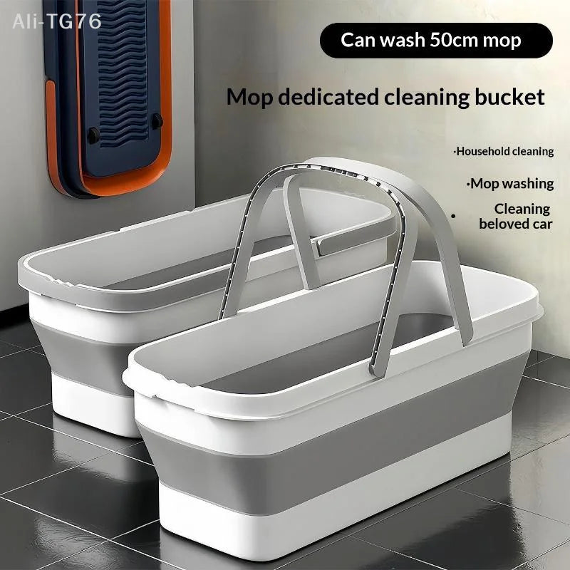 Collapsible Mop Bucket with Wheels | Large Foldable Cleaning Tub