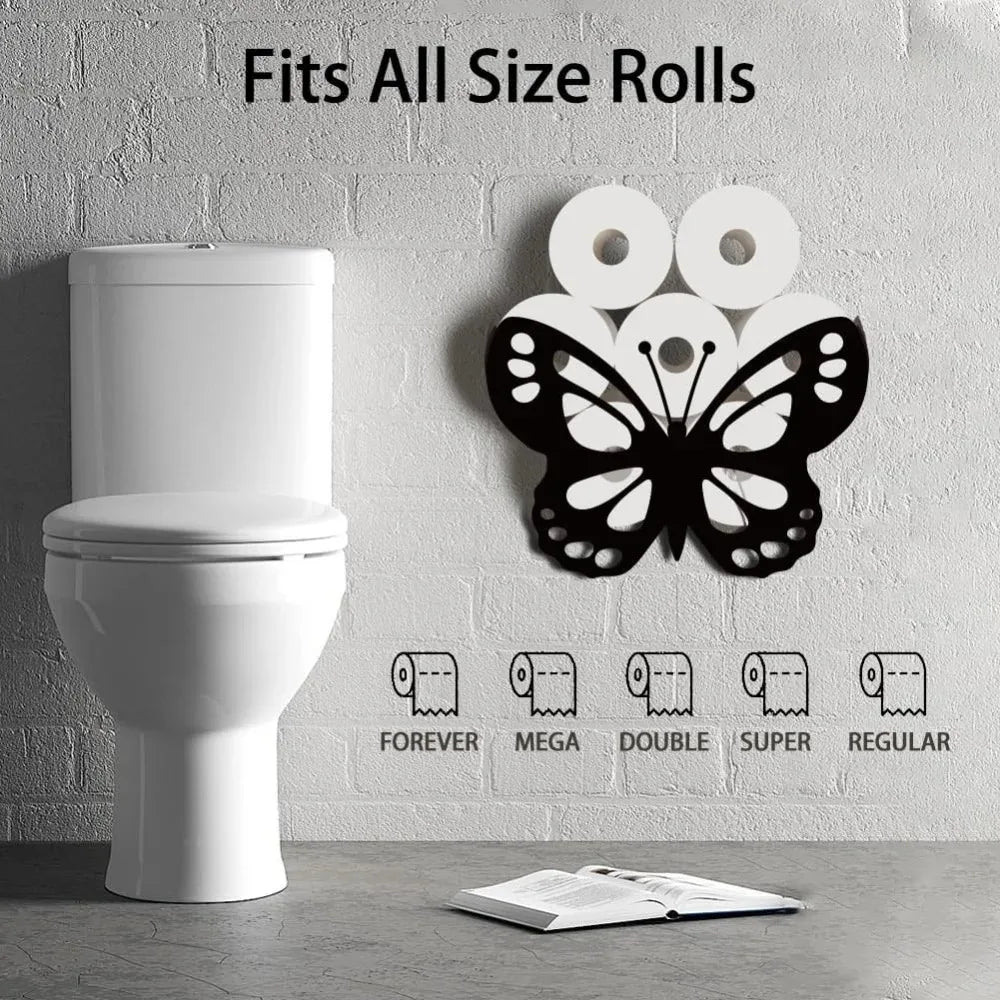 Forest Bear Metal Toilet Paper Holder – Black Wall Mount 8 Roll