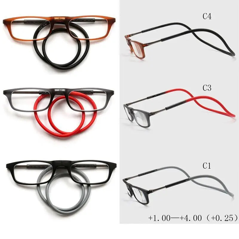 Folding Neck-Hanging Reading Glasses – HD Magnetic Resin Lenses