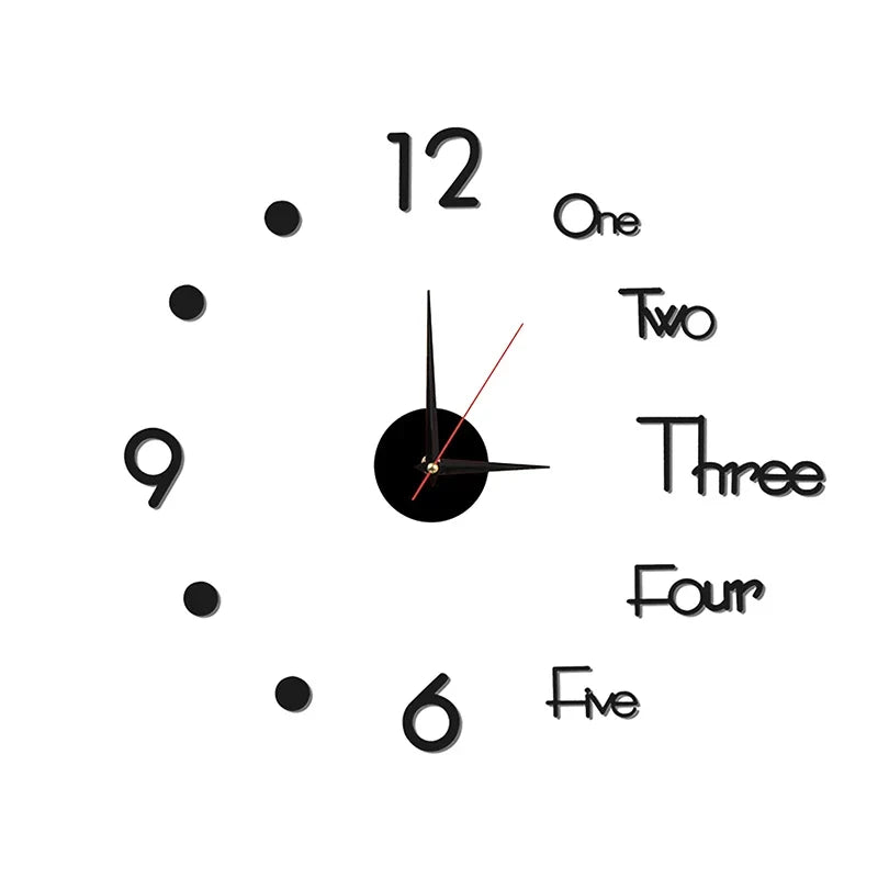 3D DIY Mirror Wall Clock – Silent Quartz Acrylic Home Decor