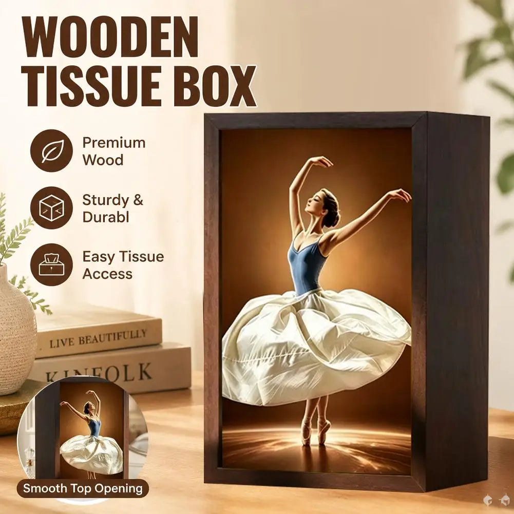 Ballerina Wooden Tissue Box Cover | Ballet Dancer Napkin Holder