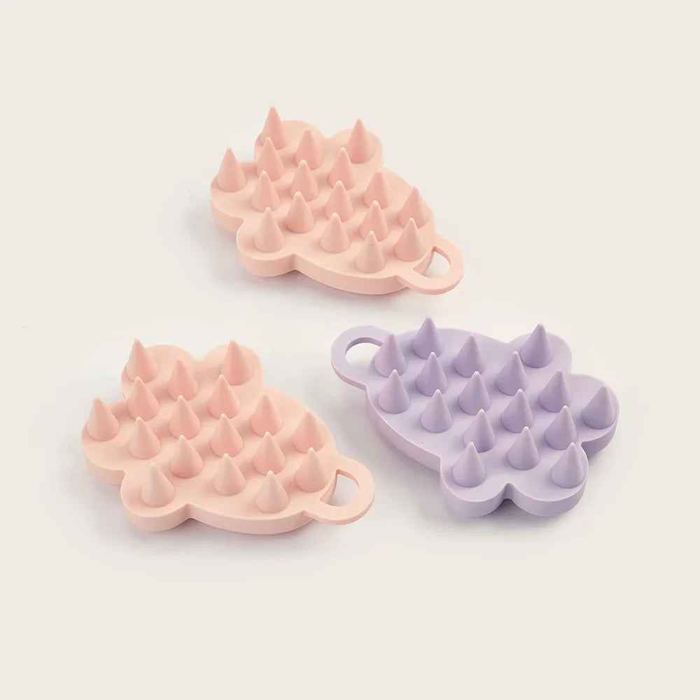 Silicone Cat Paw Scalp Massager Set – Pink & Purple Shampoo Brush