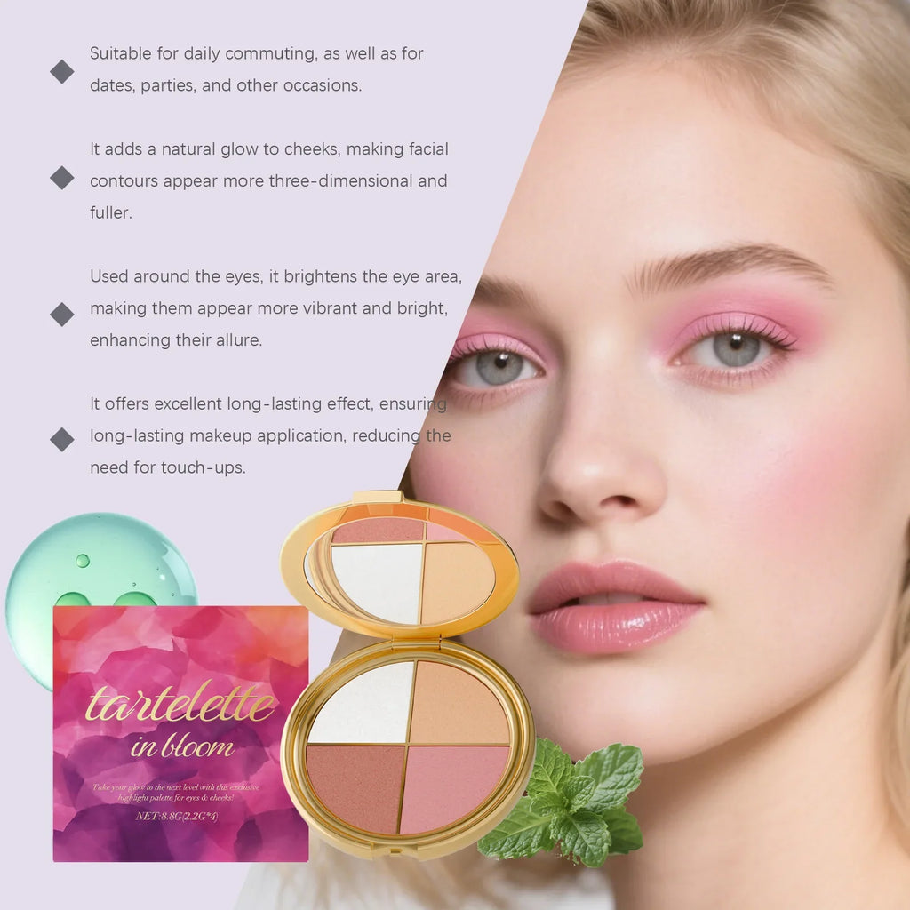 4-Color Highlight Powder Blush & Eye Shadow Palette – 8.8g