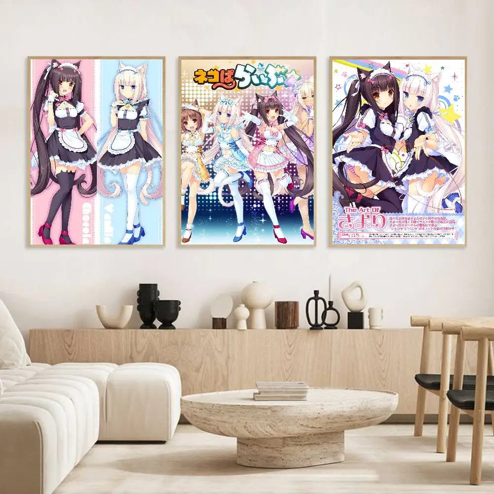 Anime Maid Girl HD Poster – Self-Adhesive Waterproof PVC Wall Art
