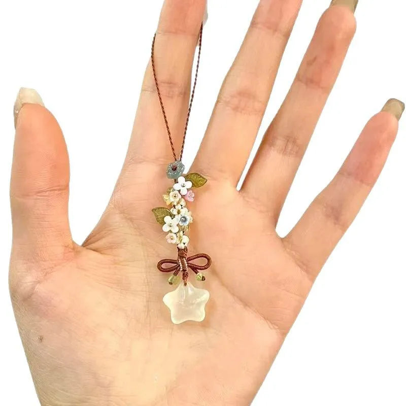 Chinese Ice Transparent Star Flower Pendant Sweet Cute Mobile Bag