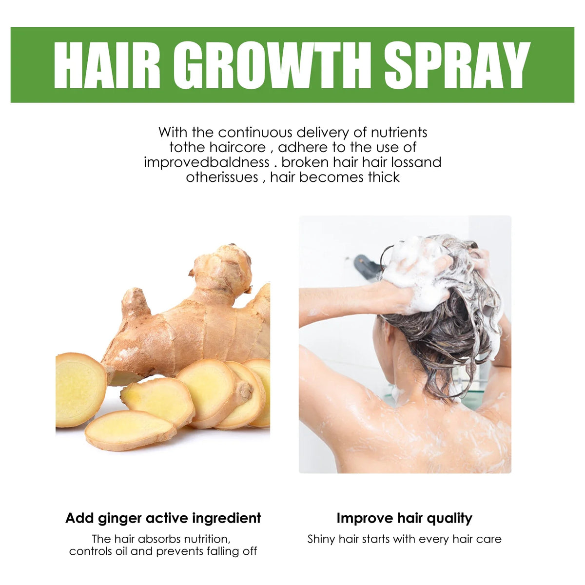 Ginger Hair Growth Spray – Anti-Baldness Scalp Treatment Serum