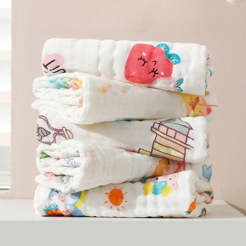 Baby Gauze Face Towels | 6-Layer Soft Saliva Wipes 5-Pack