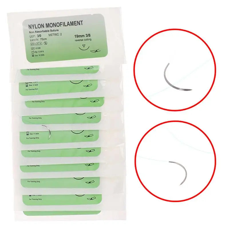 12-Piece Nylon Monofilament Suture Practice Kit – 2/0 & 3/0