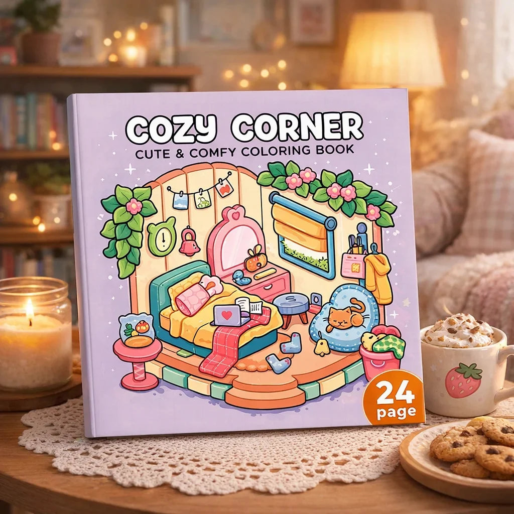 Cozy Corner Cute Coloring Book Adults Kids Stress Relief Art Supplies