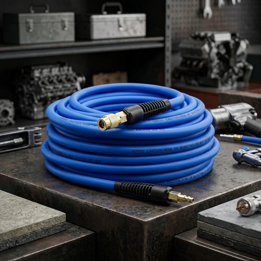 1/4" High-Pressure PVC Air Hose | Copper Fittings & Quick Connect