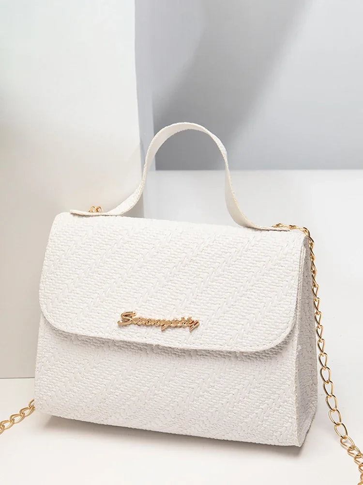 Women's Embossed PU Leather Crossbody Bag | Chain Satchel