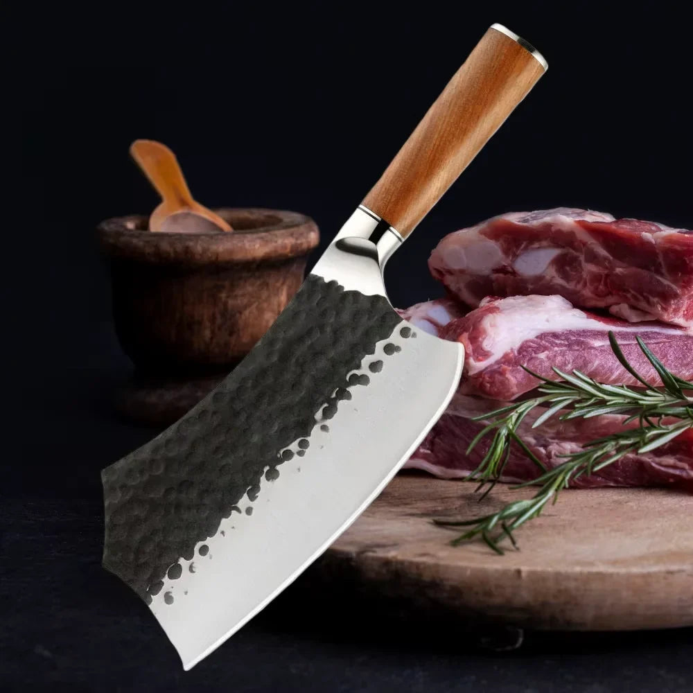 Chinese Forged Chef Knife 5Cr15MoV Steel Cleaver & Boning Knife
