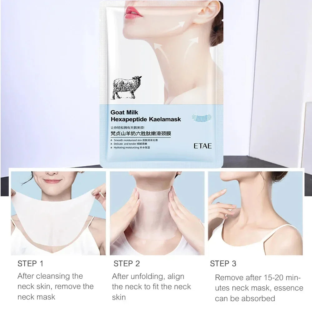 BIOAOUA Goat Milk & Six Peptide Firming Neck Mask – 5 Pack