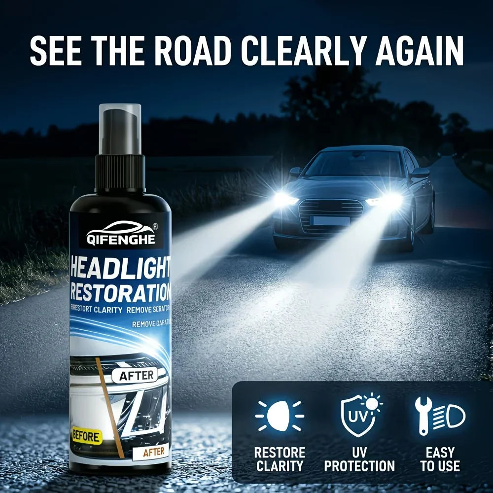 Car Headlight Restoration Spray – Remove Yellowing & Haze