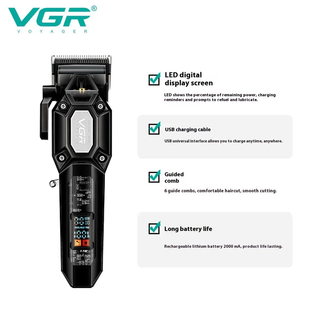VGR V-600 Electric Hair Clipper Set | LED Display, 200-Min Battery