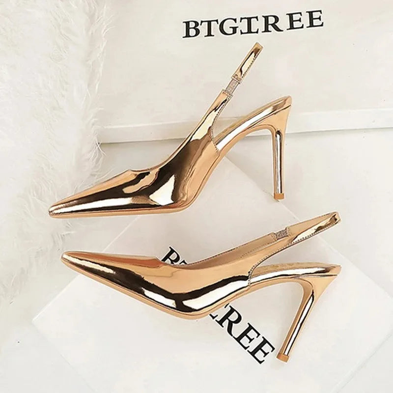 Women's Pointed Toe Stiletto Pumps – Patent Leather Party Heels