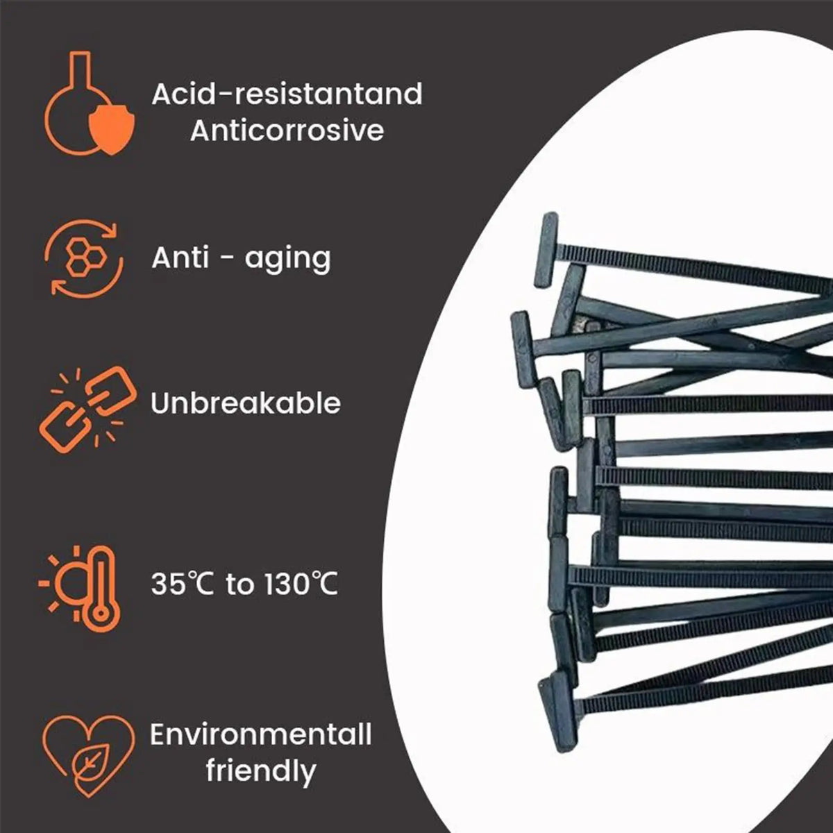 100-Pack UV-Resistant Nylon Cable Tie Buckles | Zip Tie Holders