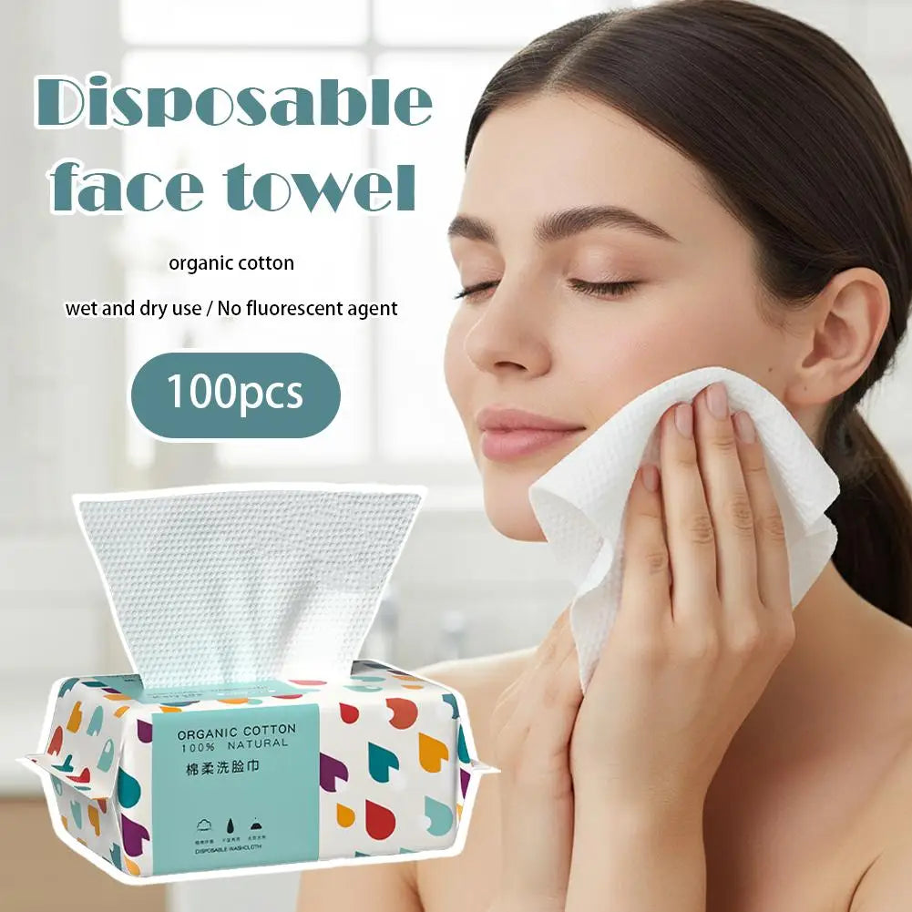 100% Cotton Disposable Face Towels – Soft Dry Wipes 100ct