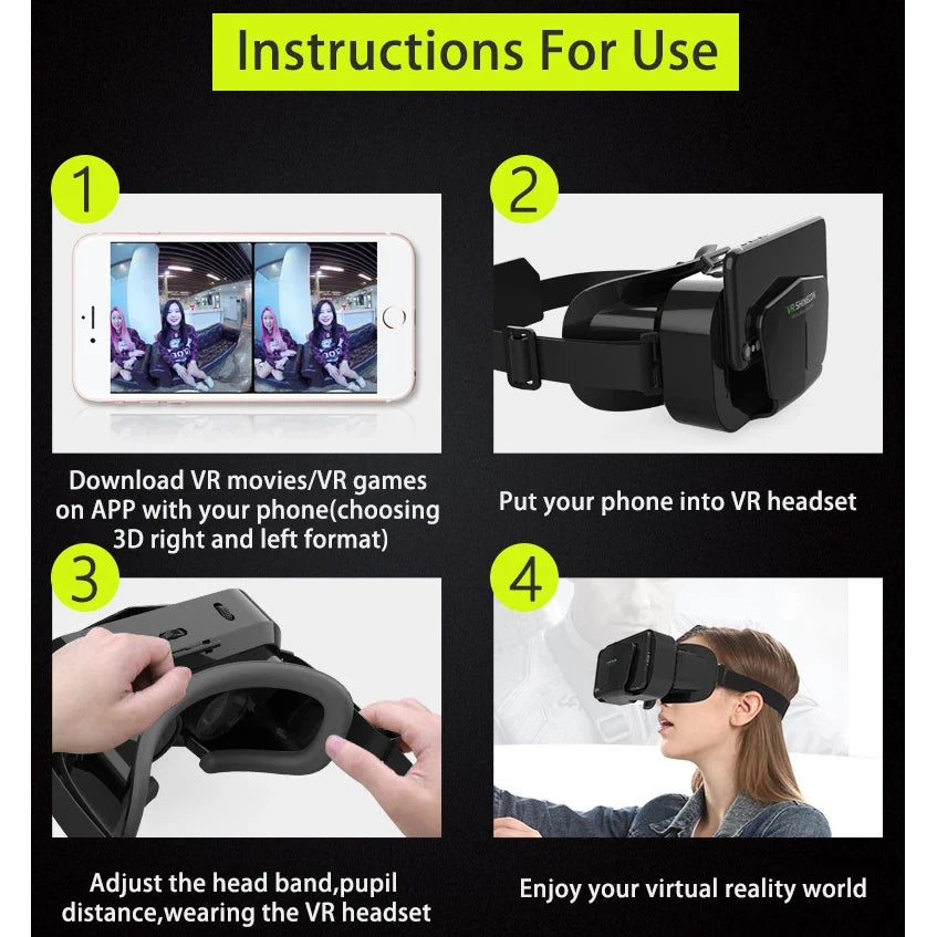 VR Glasses Headset 3D Virtual Reality for 4.7–7" Smartphones