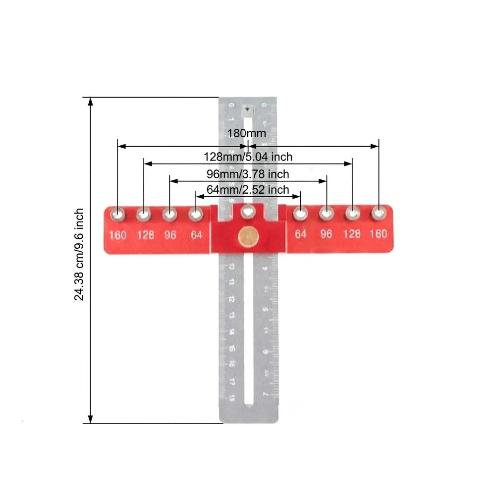 Aluminum Cabinet Handle Hole Locator & Drill Mounting Jig
