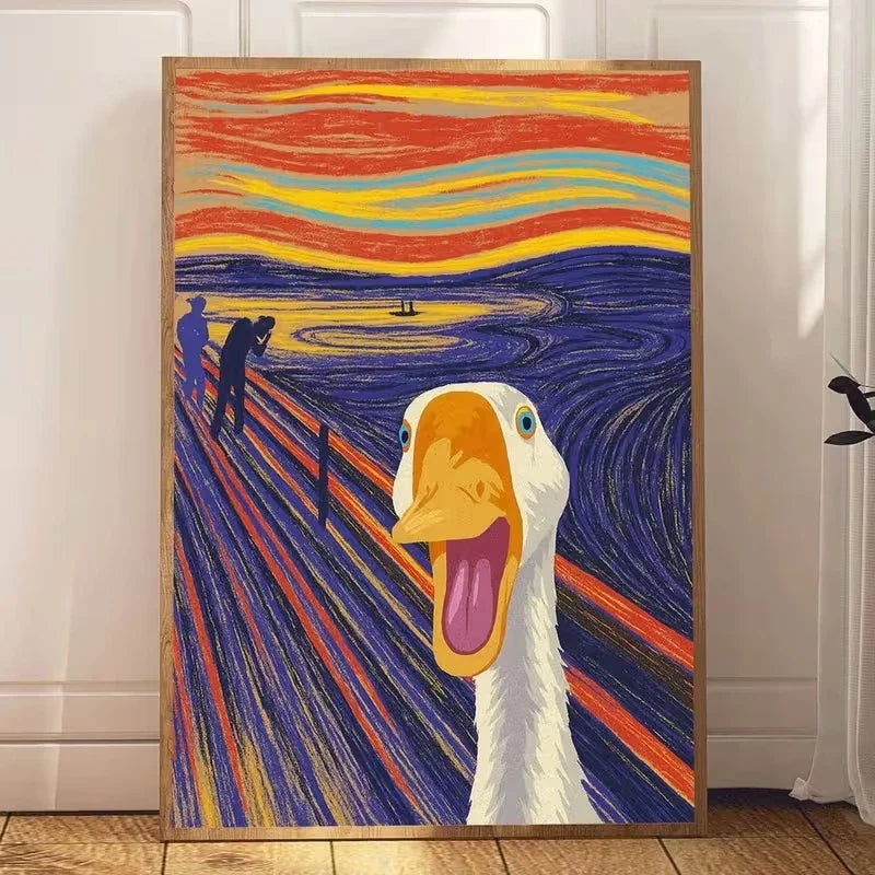Screaming Goose Canvas Wall Art Print | Funny Home Decor