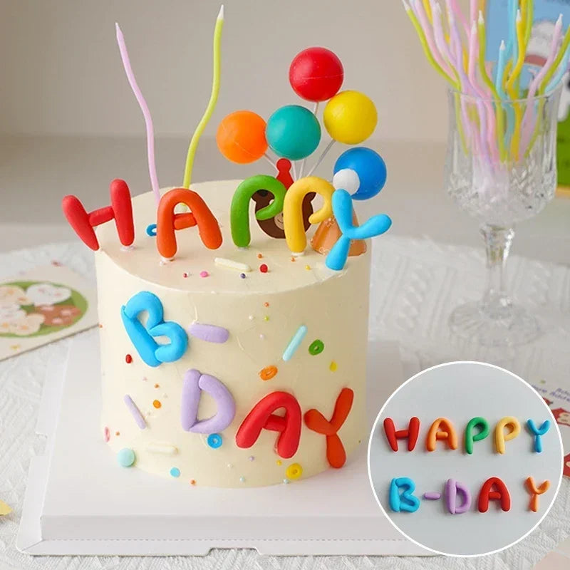 Cake Topper English Letters Happy Birthday Ins Colorful Rainbow Kids