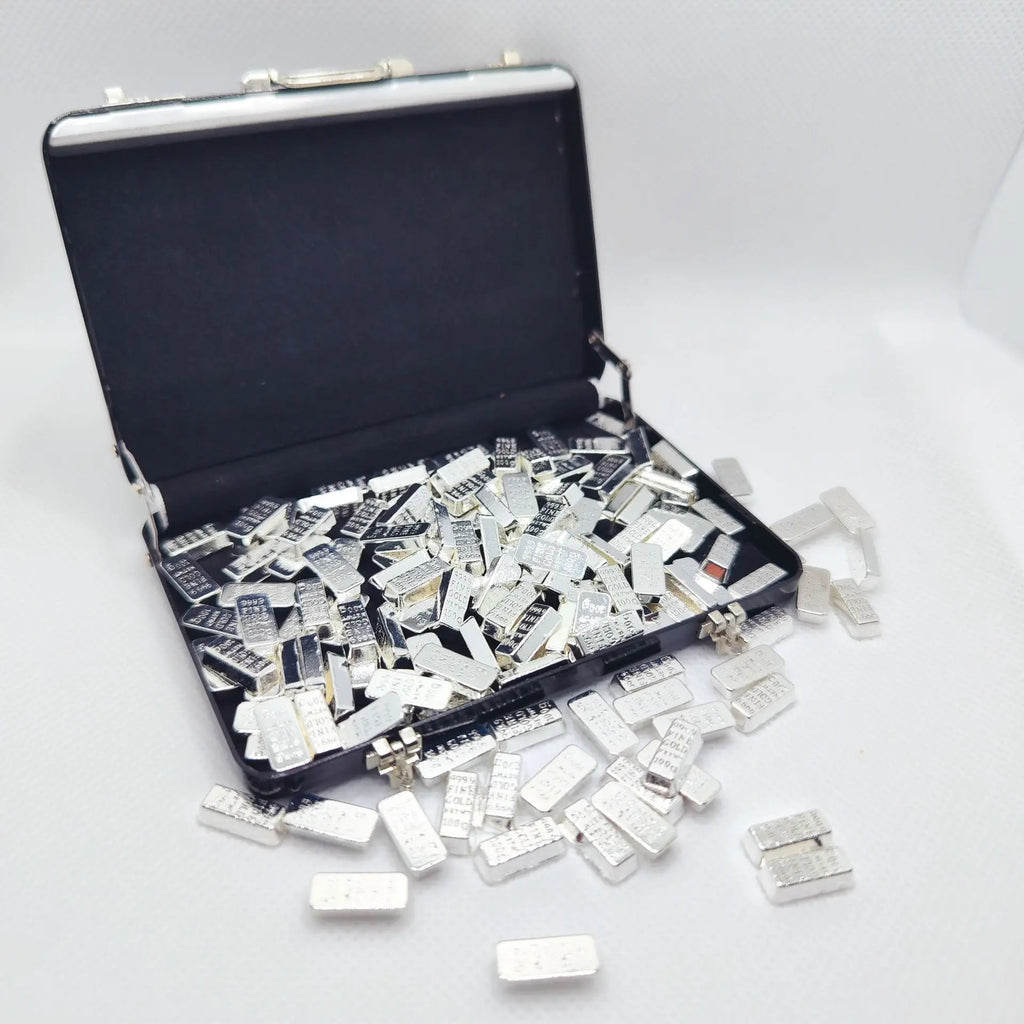 60-Pc Mini Gold Bar Set with Briefcase | 24K Gold-Plated Decor