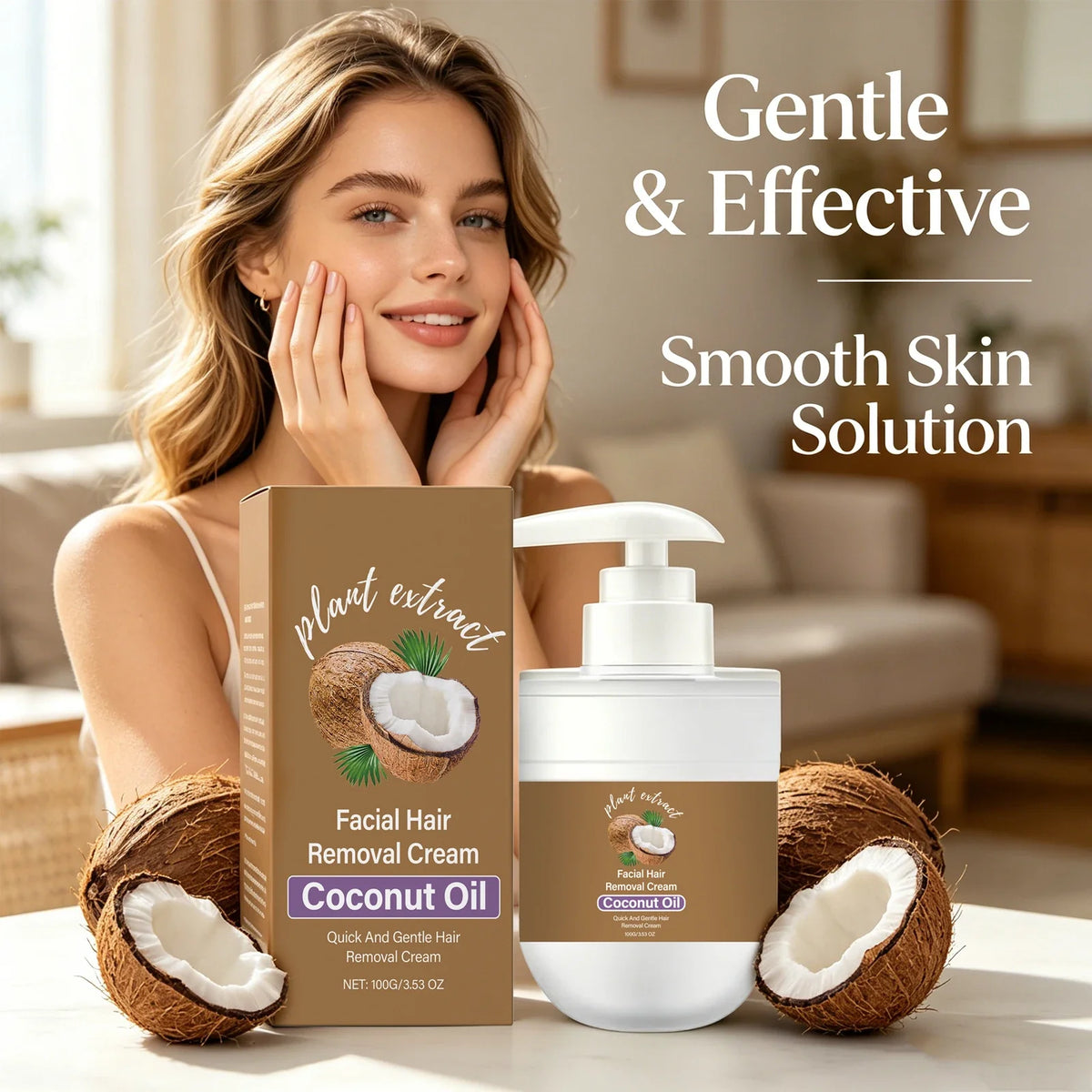 Coconut Hair Removal Cream – Painless & Moisturizing 100g