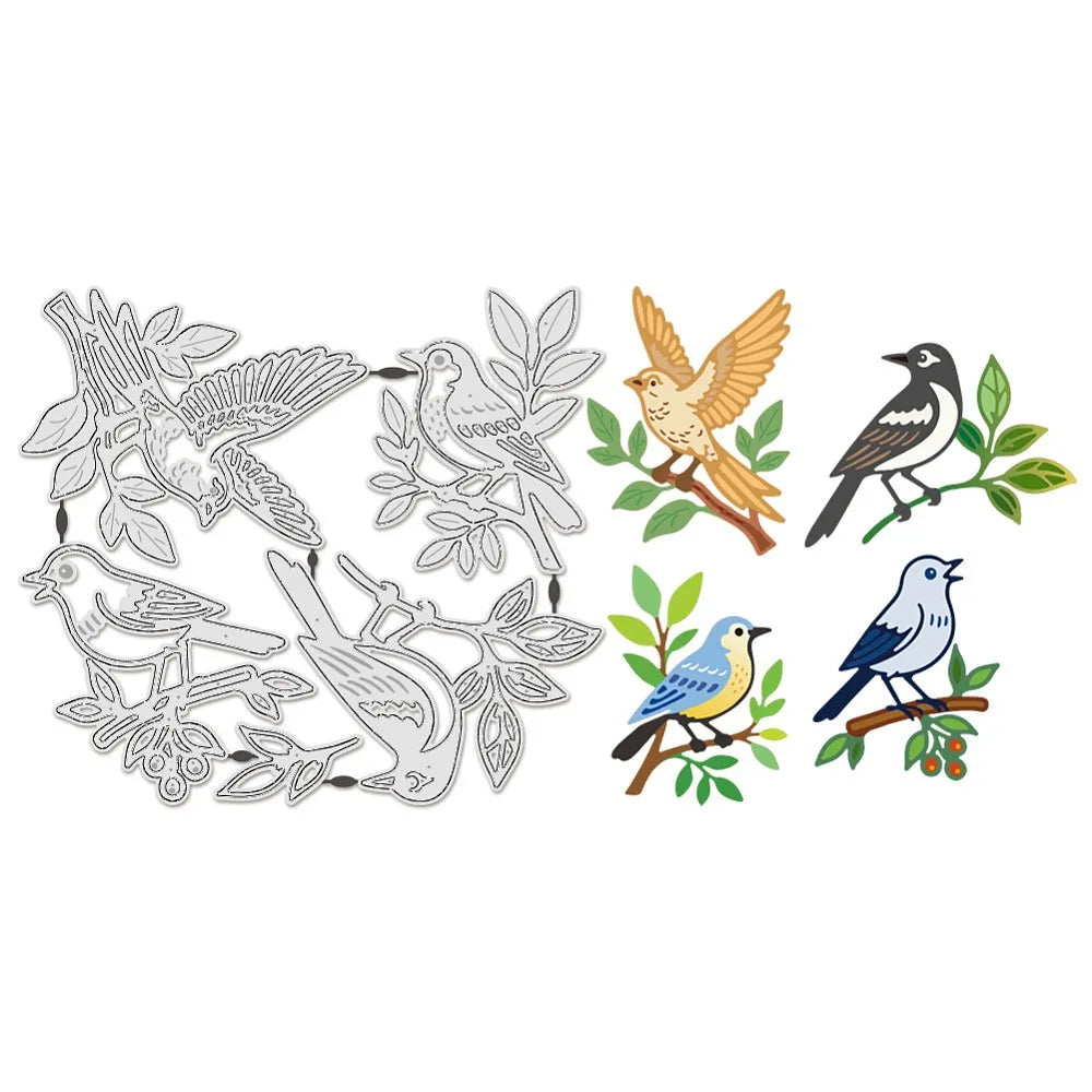 Bird & Tree Branch Cutting Dies – 3D Embossing Stencils 5-Pc Set