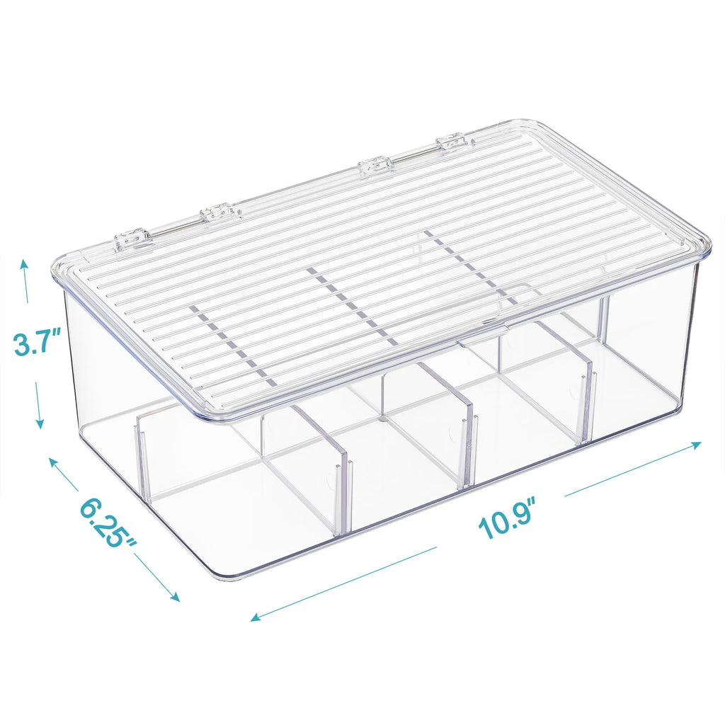 8-Compartment Acrylic Tea Box Organizer with Lid | Tea Storage