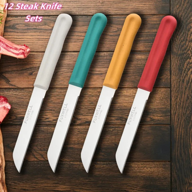 12-Piece Serrated Steak Knife Set – Stainless Steel Cutlery