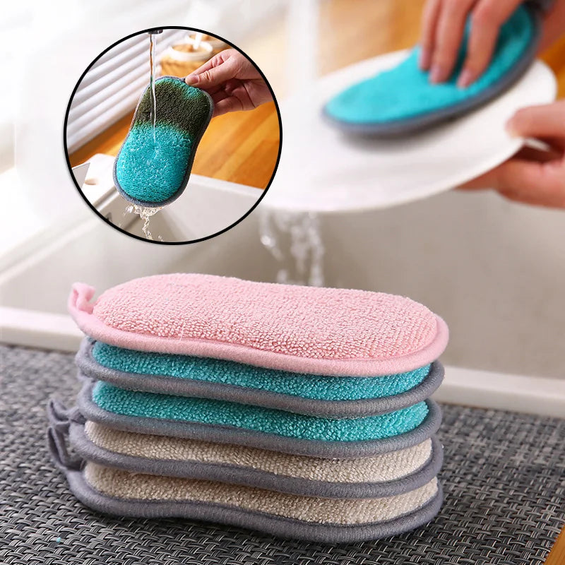 Multipurpose Microfiber Kitchen Scrub Sponges – 5 Pack