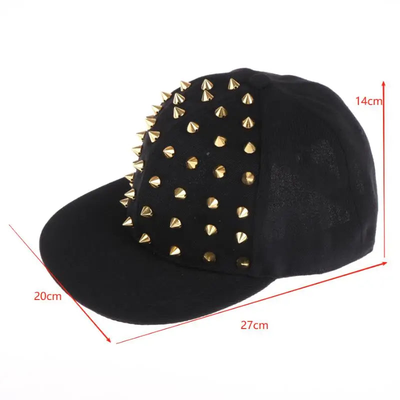 Rivet Stud Baseball Cap – Punk Rock Y2K Unisex Flat Brim Hat